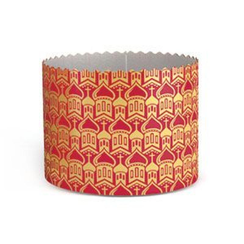 Форма для кулича с узором в виде золотых куполов арт. 60531 (красный, h 85 мм, d₁ 70 мм)