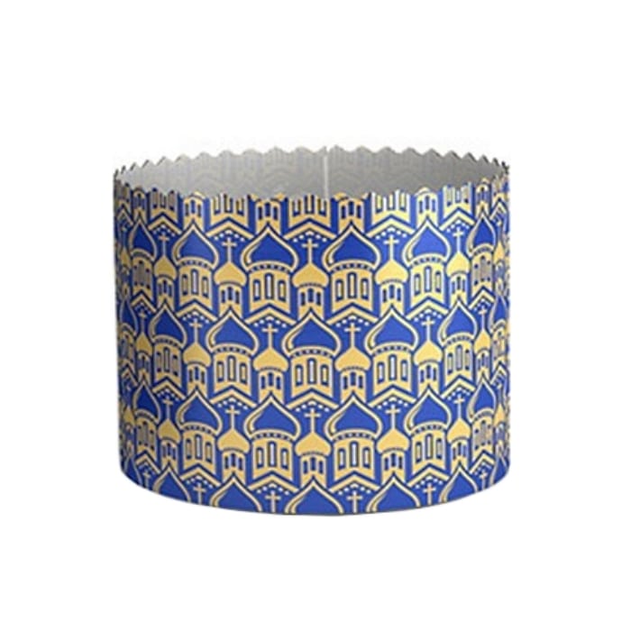 Форма для кулича с узором в виде золотых куполов арт. 60520 (синий, h 85 мм, d₁ 70 мм)