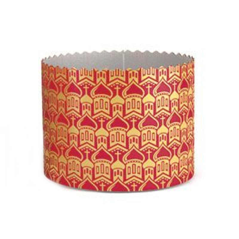 Форма для кулича с узором в виде золотых куполов арт. 60534 (красный, h 90 мм, d₁ 90 мм)