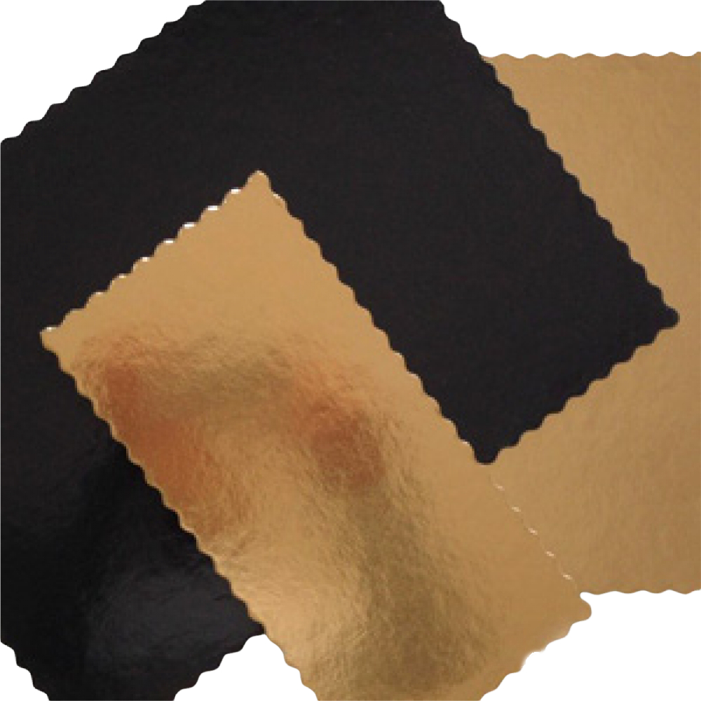 Подложка ФИГУРНАЯ картон прямоугольная золото/черная арт. 65201 (410 мм, 150 мм)