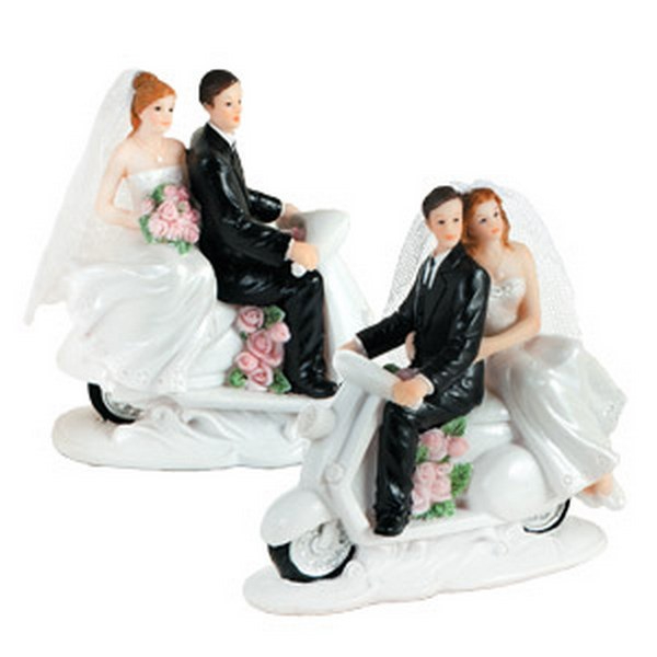 Фигурки на свадебный торт «Жених и невеста» арт. 10505 (мотоцикл, 120 мм, Да)