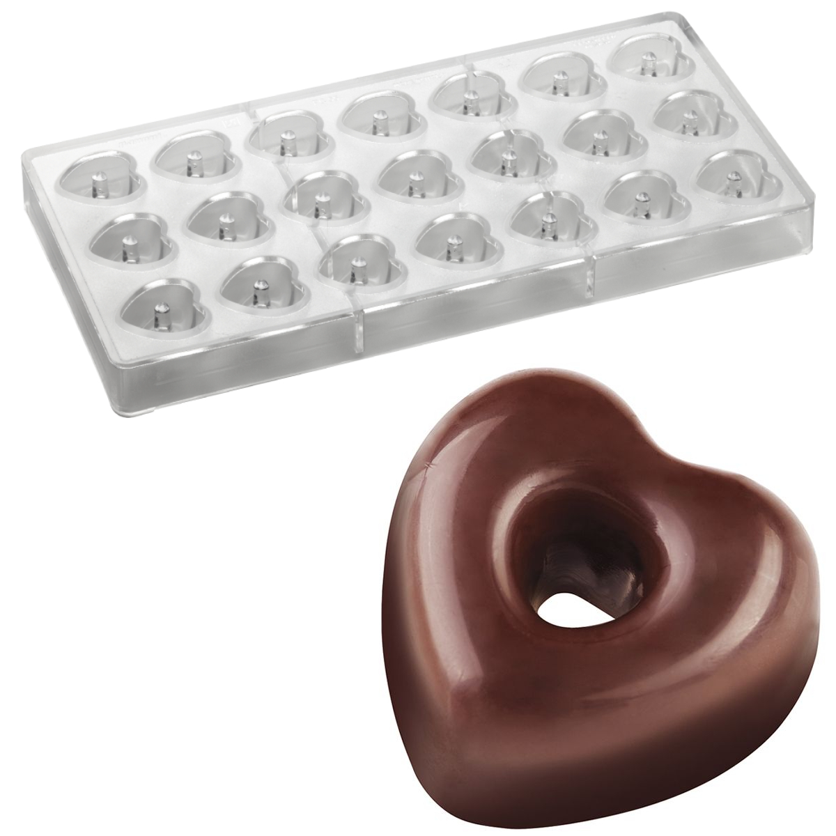Форма для шоколадных конфет ПРАЛИНЕ сердце арт. PC55FR (21, тритан, 0.01 кг, №3, 275 мм, 30 мм, 135 мм, 29 мм, 16 мм)