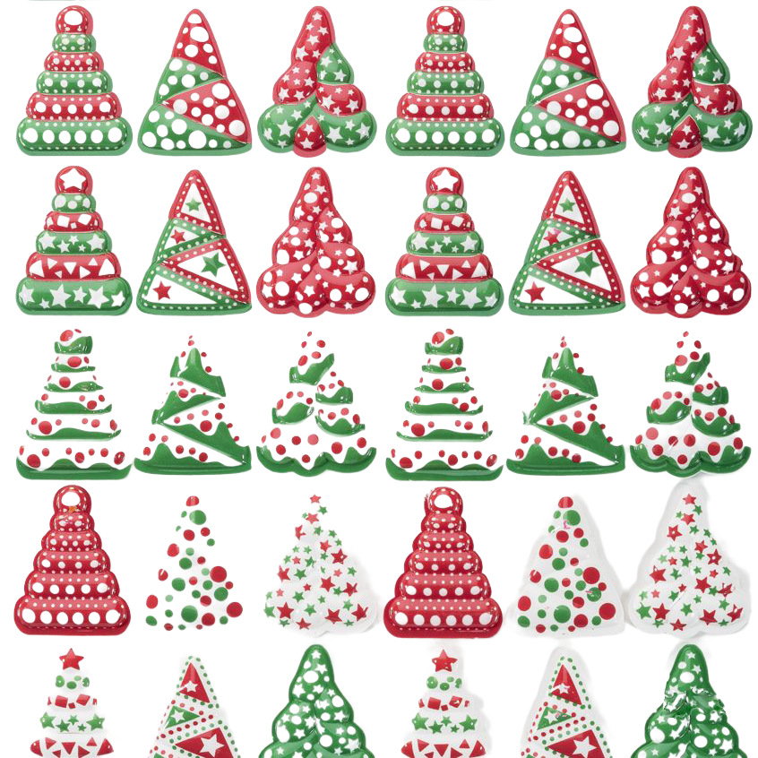 Форма-лист для декора БЛИСТЕРШОК рождество арт. T855 (36, белый, красный, зеленый, 50 мм, 10 шт.)